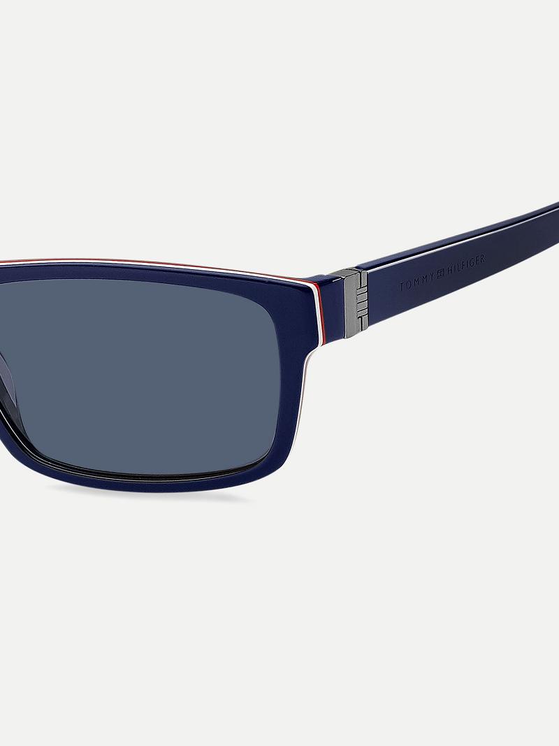 Férfi Tommy Hilfiger Small-Frame Rectangle Napszemüveg Kék | HU 1557VRW